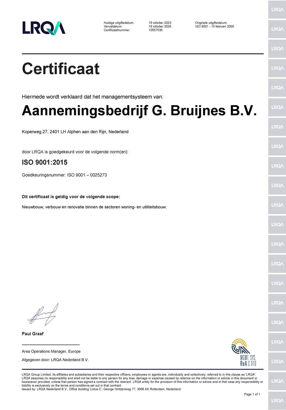 ISO 9001:2015  Meer dan bouwen
