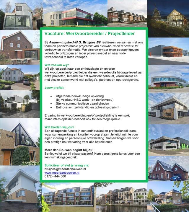 Vacature Werkvoorbereider / Projectleider  Meer dan bouwen